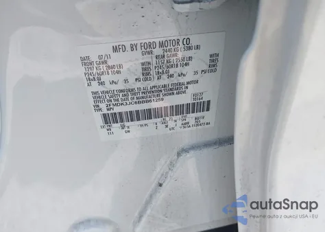 2011 Ford Edge Sel z USA, uszkodzony, nr VIN 2FMDK3JC6BBB61259